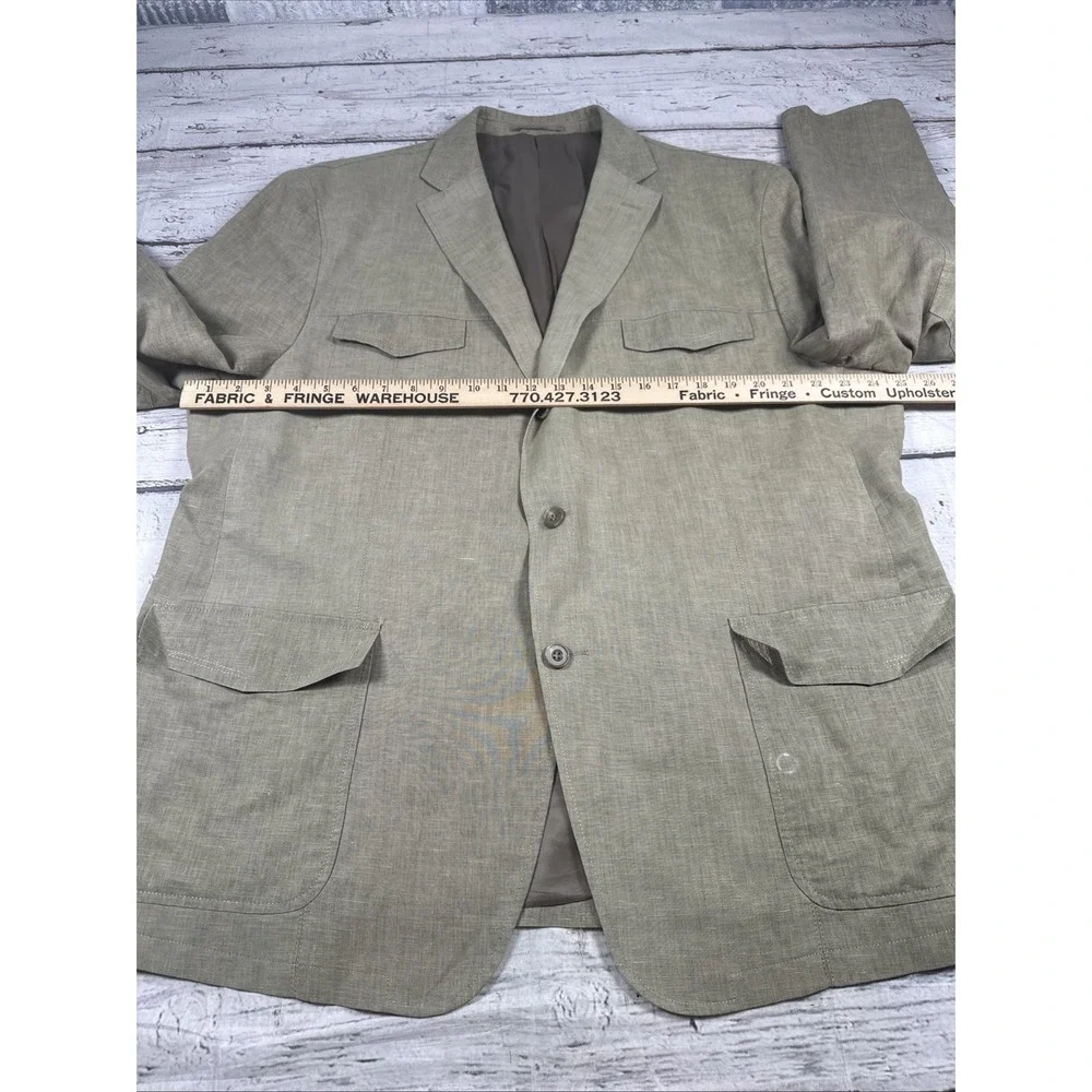 Kenneth Roberts Platinum Tan/Taupe Safari Style Jacket Men's XL Linen Blend